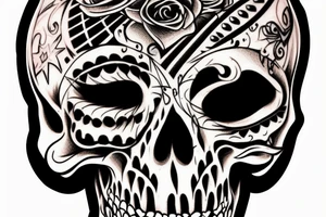Circus in skull head tattoo idea