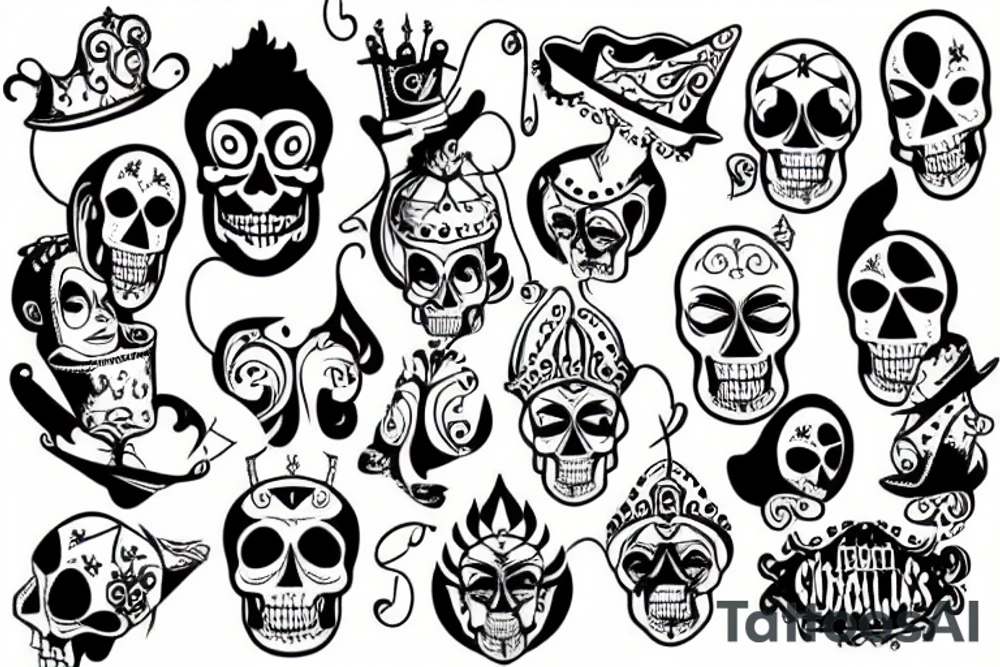 Circus in skull head tattoo idea