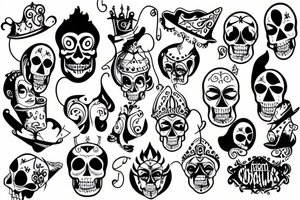 Circus in skull head tattoo idea