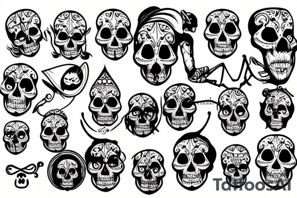 Circus in skull head tattoo idea