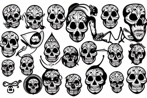 Circus in skull head tattoo idea