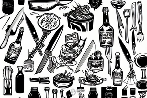 Chef with a knife and a bottle tattoo idea