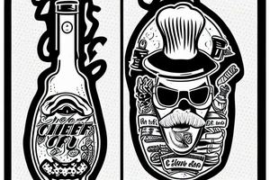 Chef with a knife and a bottle tattoo idea