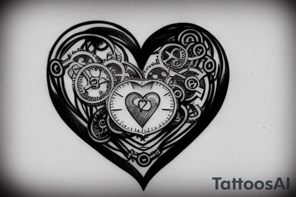 Steampunk style heart, hidden transgender symbol tattoo idea