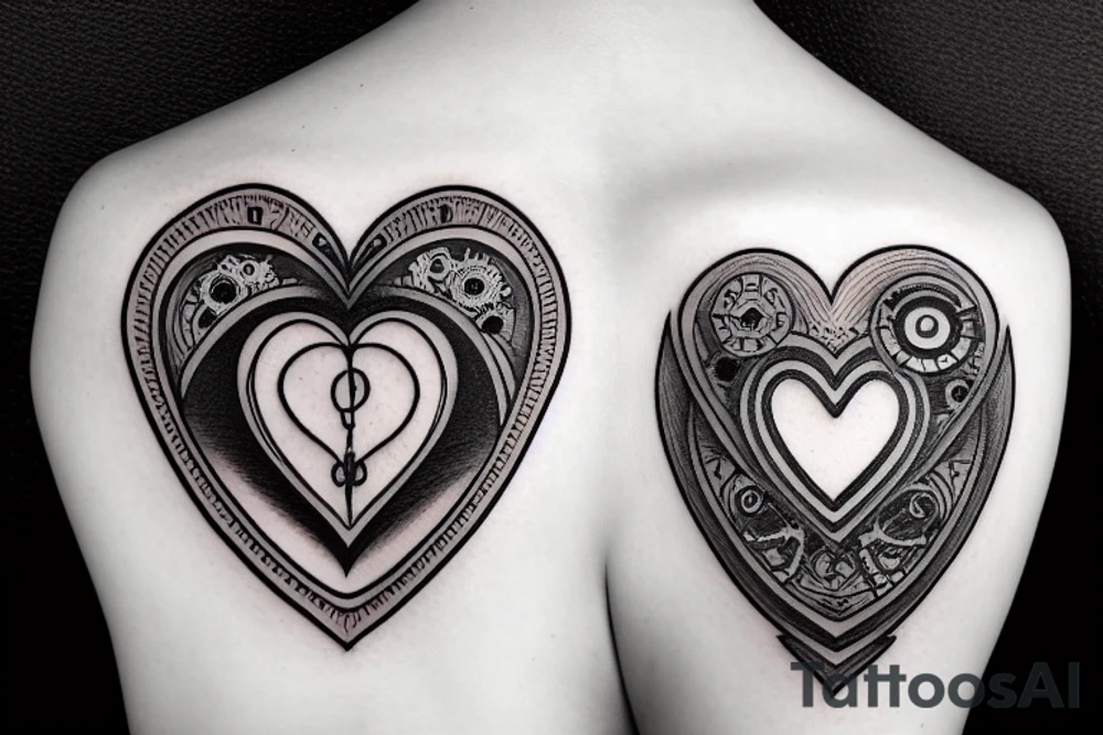 Steampunk style heart, hidden transgender symbol tattoo idea