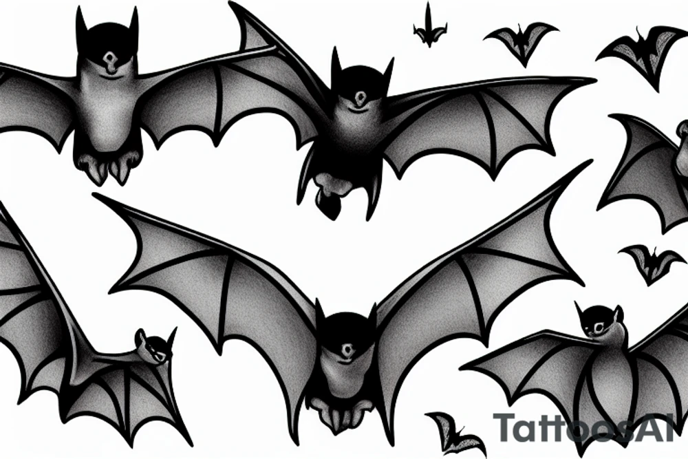 Bats flying tattoo idea