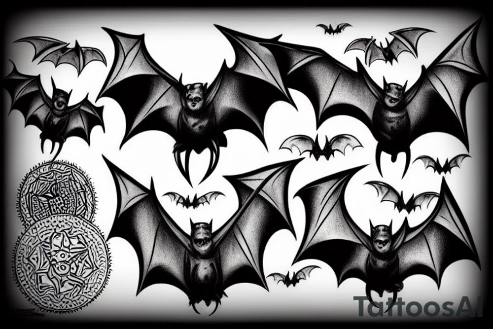 Bats flying tattoo idea