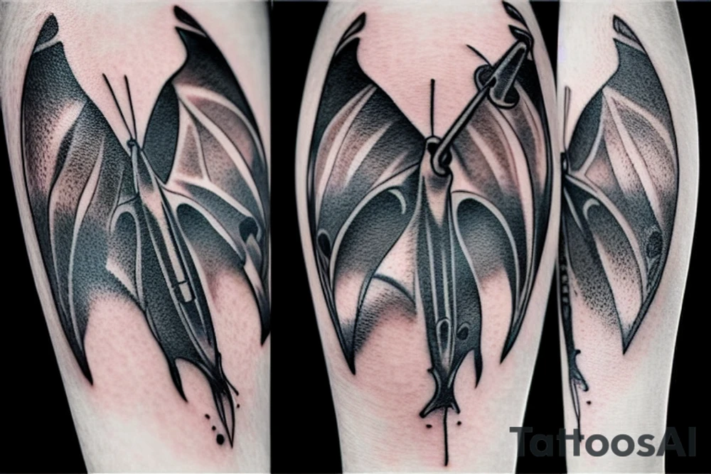 hanging bat tattoo idea