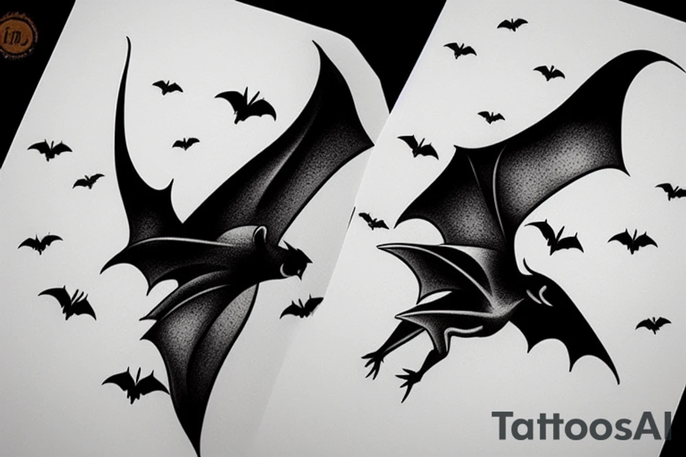 hanging bat tattoo idea