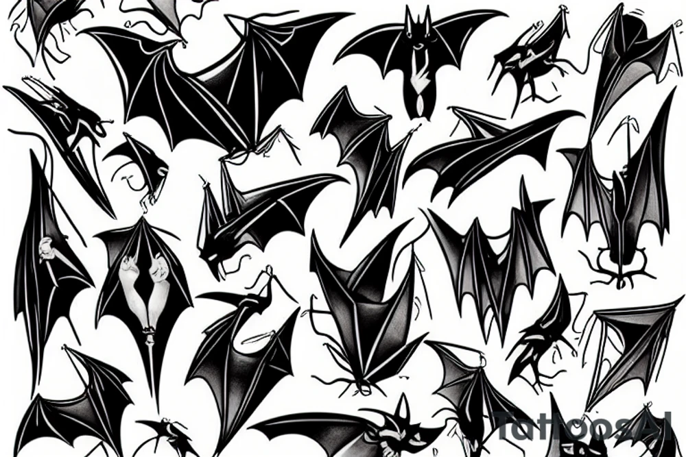 Hanging bat tattoo idea