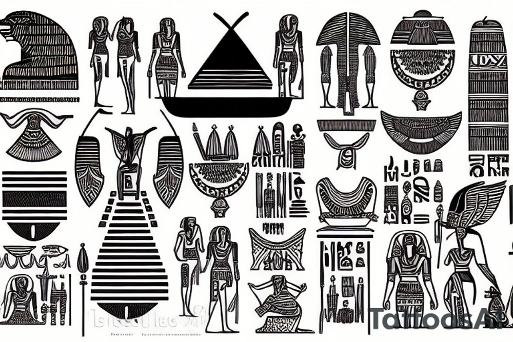 Egyptian cartouche bondage tattoo idea