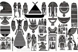 Egyptian cartouche bondage tattoo idea