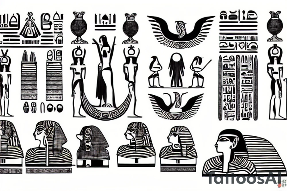 Egyptian cartouche bondage tattoo idea