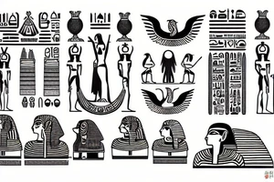 Egyptian cartouche bondage tattoo idea