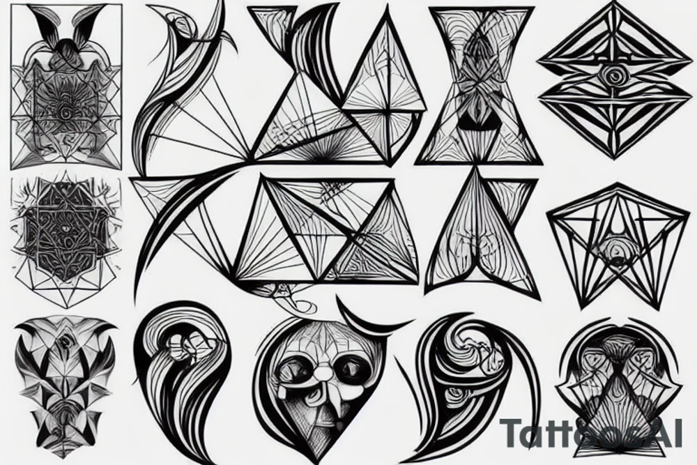 Geometric and sketch tattoo something like Leonardo da Vinci sketches tattoo idea