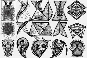 Geometric and sketch tattoo something like Leonardo da Vinci sketches tattoo idea