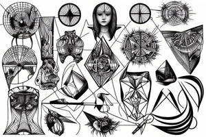 Geometric and sketch tattoo something like Leonardo da Vinci sketches tattoo idea