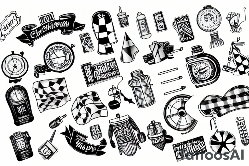 chequered flag for slow tattoo idea