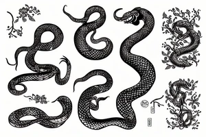 snake covered with flowers tattoo idea