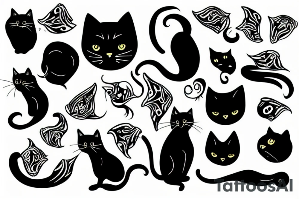 Black cat tattoo idea