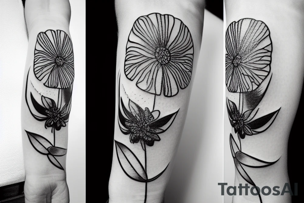 flower with lines tattoo idea