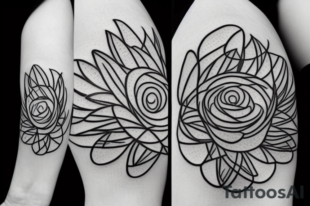 flower with lines tattoo idea