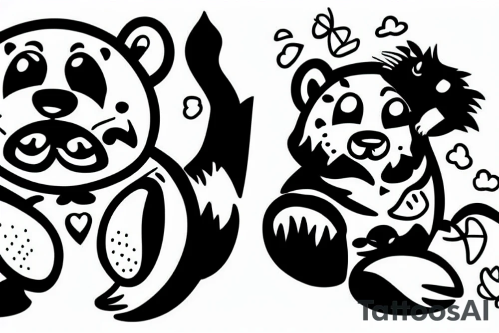 bear and cat tattoo idea