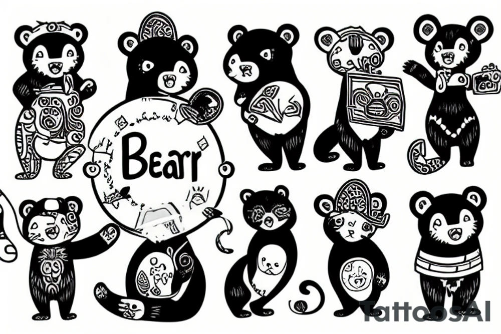 bear and cat tattoo idea