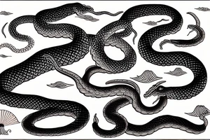 giant snake in the sea tattoo idea