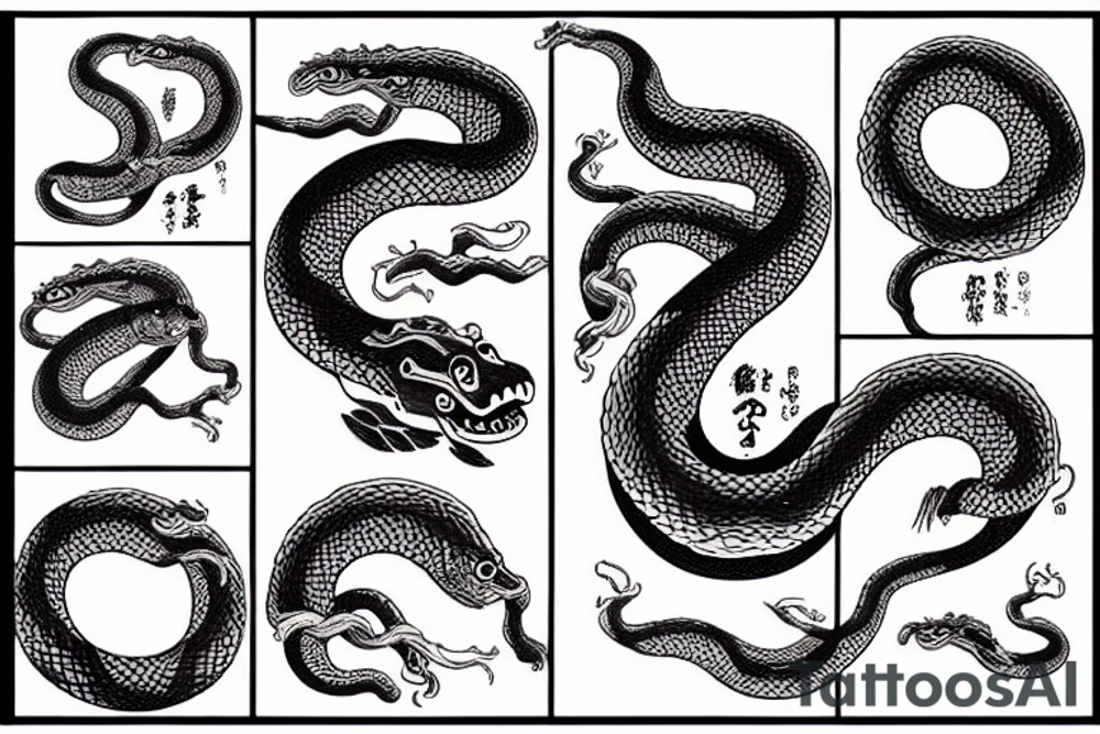 giant snake in the sea tattoo idea