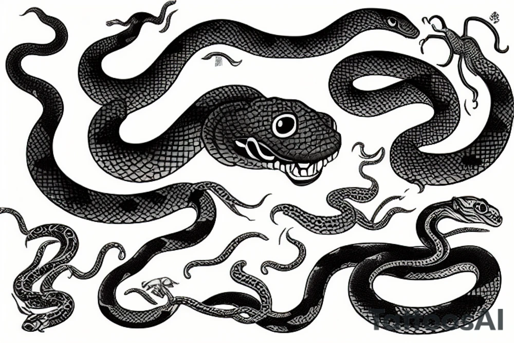 giant snake in the sea tattoo idea