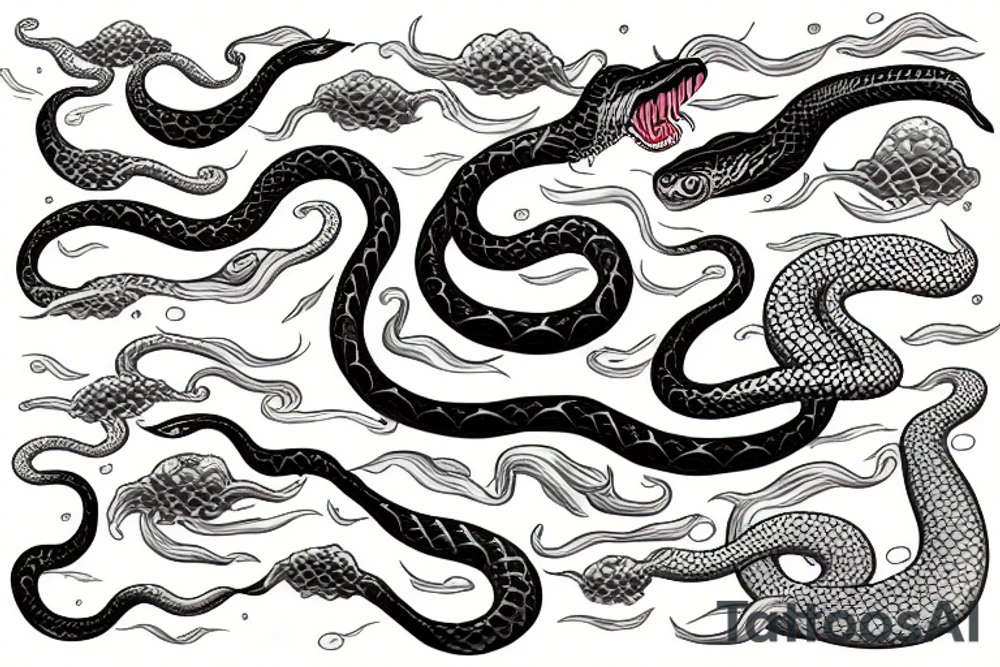 giant snake in the sea tattoo idea