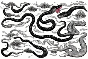 giant snake in the sea tattoo idea