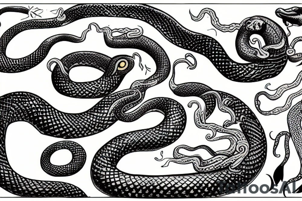 giant snake in the sea tattoo idea