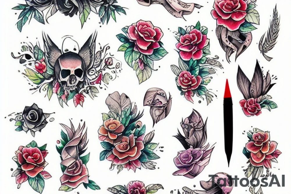 дракон с цветами tattoo idea