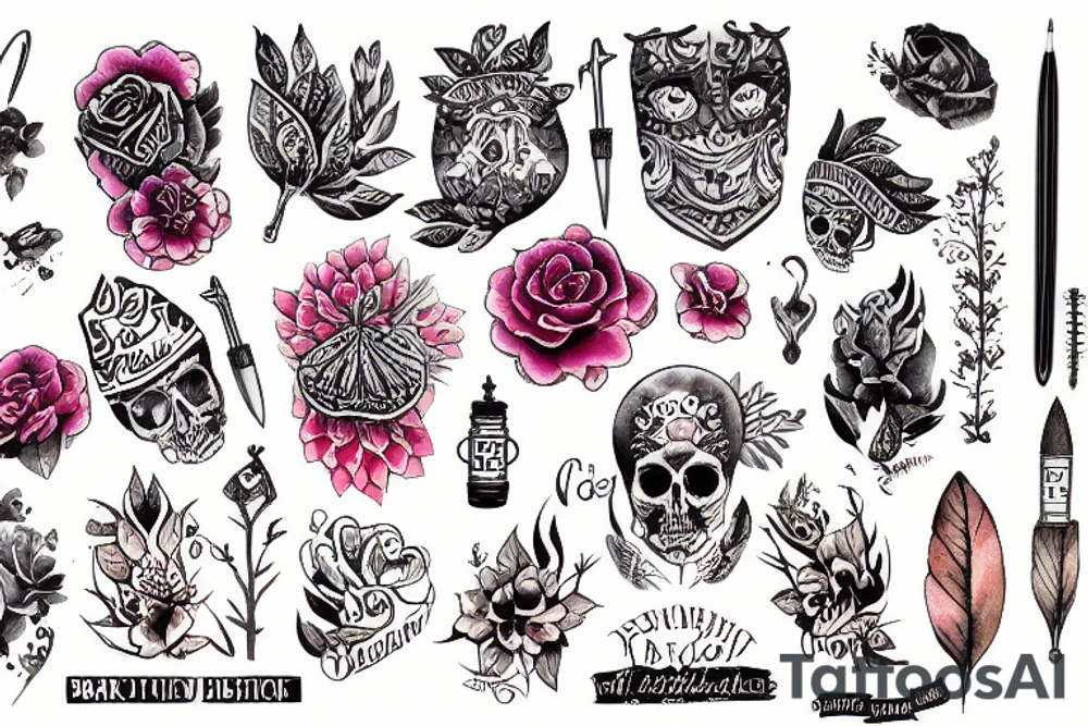 дракон с цветами tattoo idea