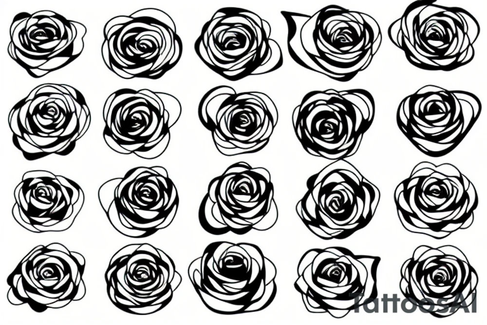 Abstract lines and rose branch tattoo idea