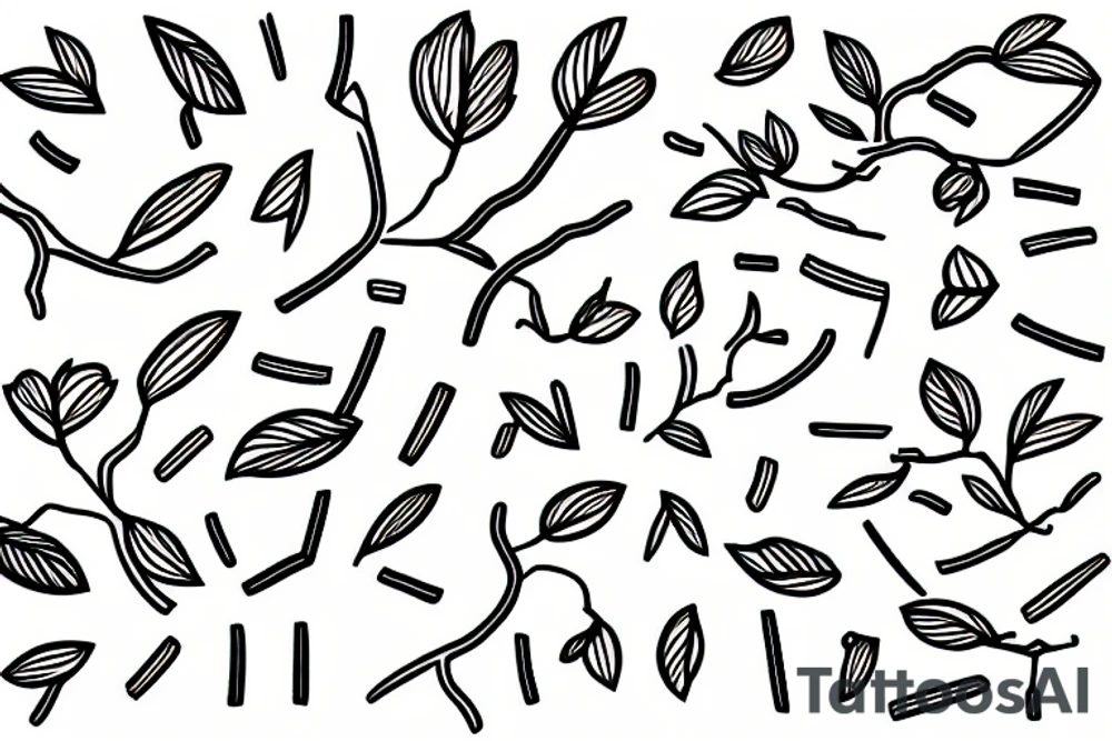 Abstract lines and branch braslet tattoo idea