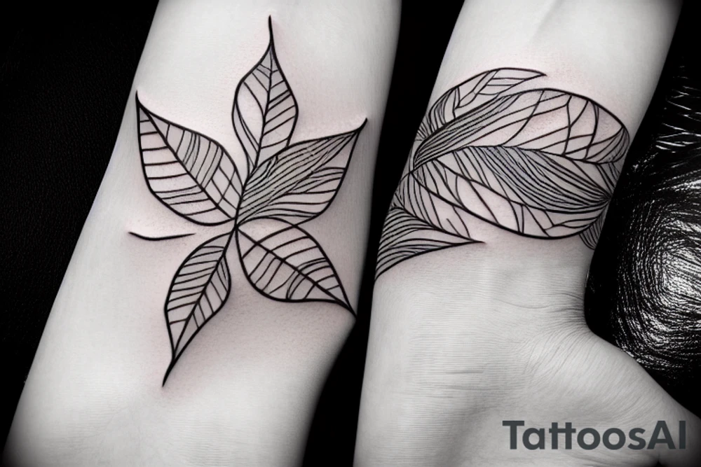 Abstract lines and weave leaf bracelet tattoo idea