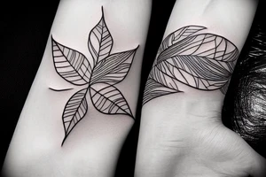 Abstract lines and weave leaf bracelet tattoo idea