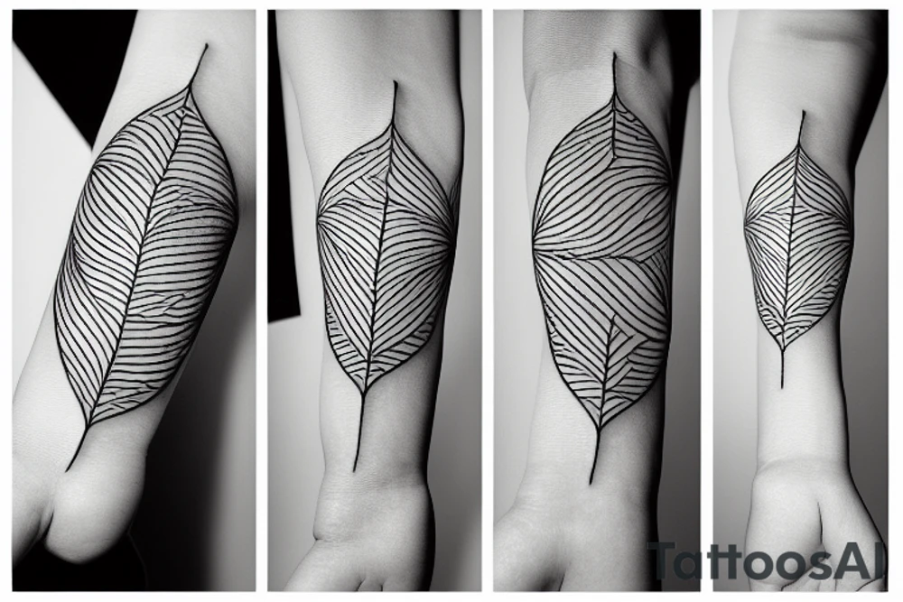 Abstract lines and weave leaf bracelet tattoo idea