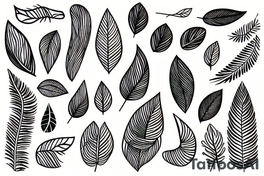 Abstract lines and weave leaf bracelet tattoo idea