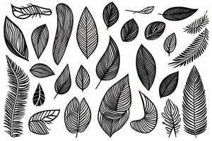 Abstract lines and weave leaf bracelet tattoo idea