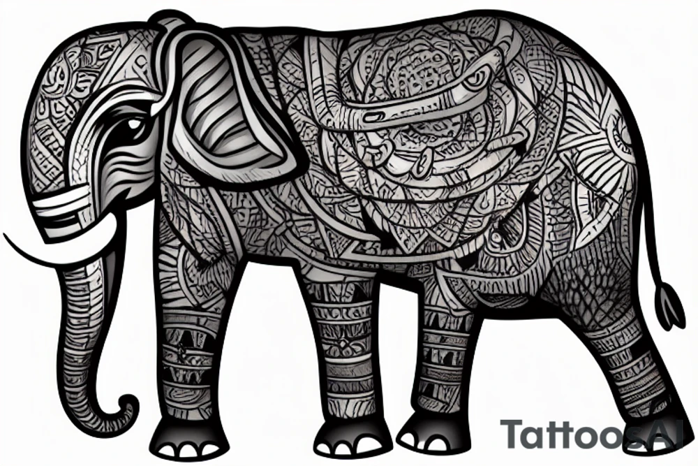 Elephant with a costume tattoo idea