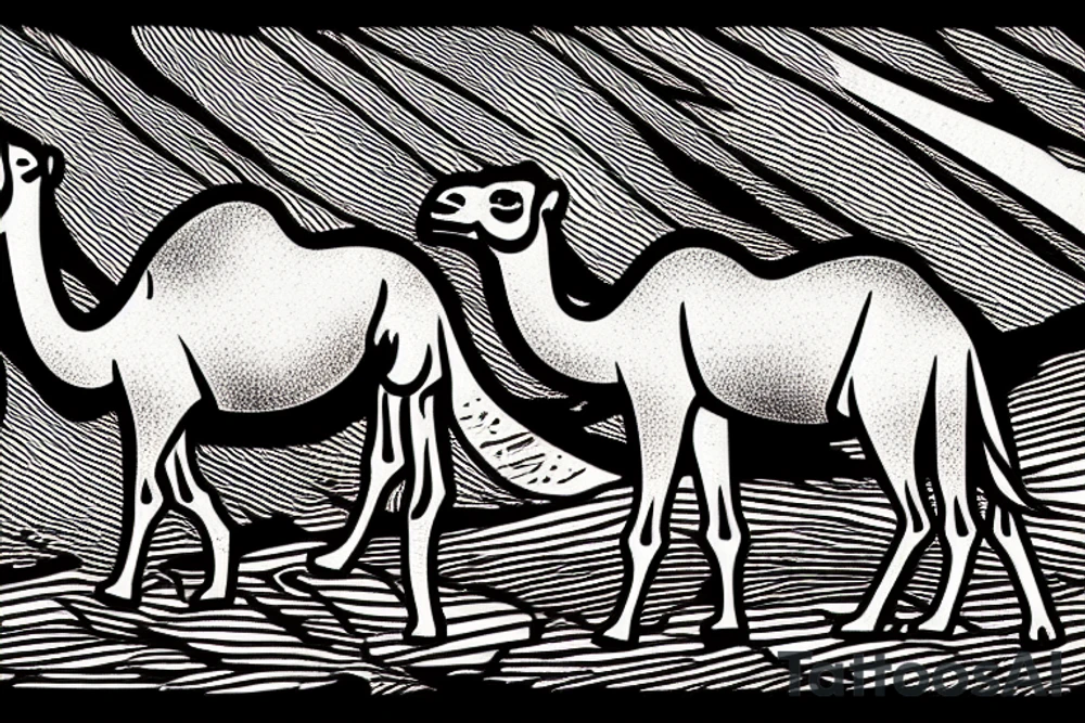 Camel among the dunes tattoo idea