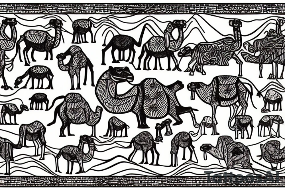 Camel among the dunes tattoo idea