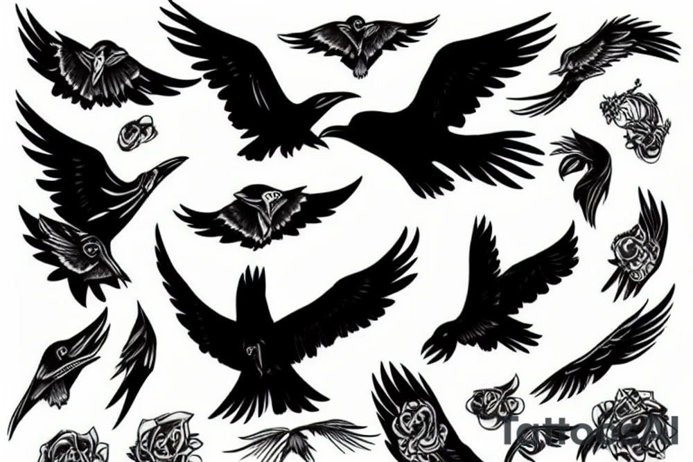 raven flying tattoo idea