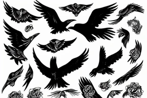 raven flying tattoo idea