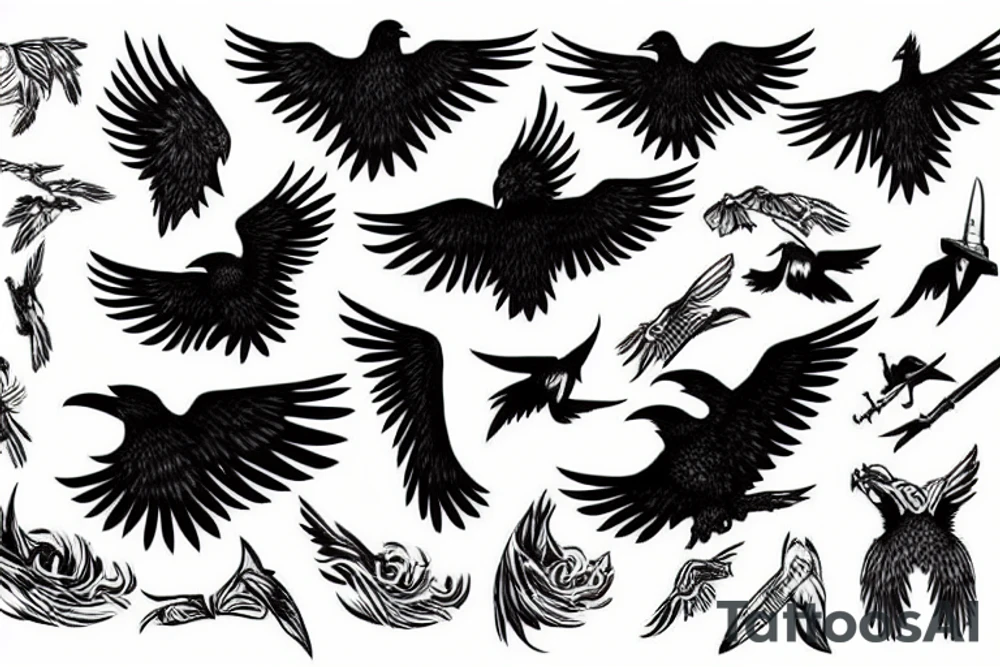 raven flying tattoo idea