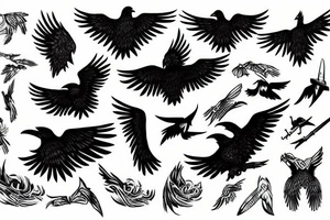 raven flying tattoo idea